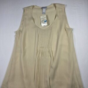 Soft Surroundings Soft Layers Tank Top Pleated Front Cream Women's Medium